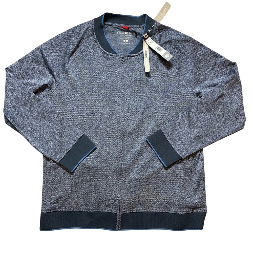 NWT Stone Rose Syntrel Navy Full Zip Hi-Tech Dresswear‎ Sweater 2XL Zip Pockets